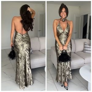 Zara Floral foil long dress